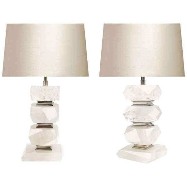 Pair of Faced Cubic Rock Crystal Quartz Lamps - Image 3