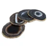 Gold Edge Black Agate Coasters