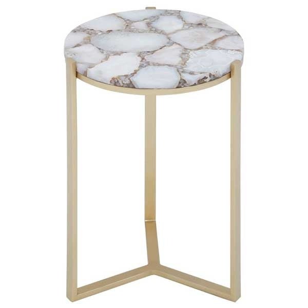 Ivory & Gold Agate Side Table - Image 3
