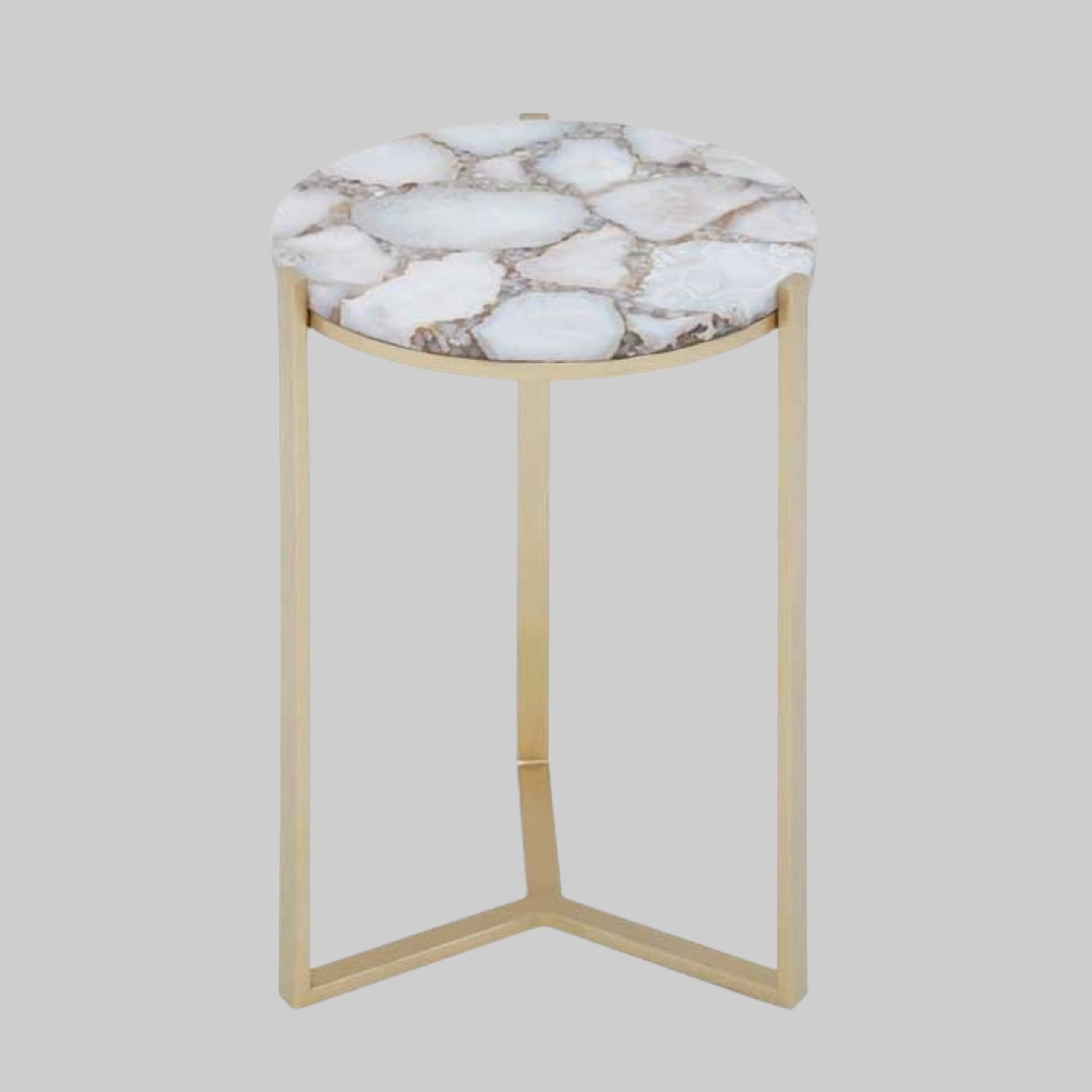 Ivory & Gold Agate Side Table - Image 6