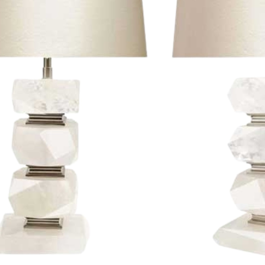 Pair of Faced Cubic Rock Crystal Quartz Lamps - Image 4