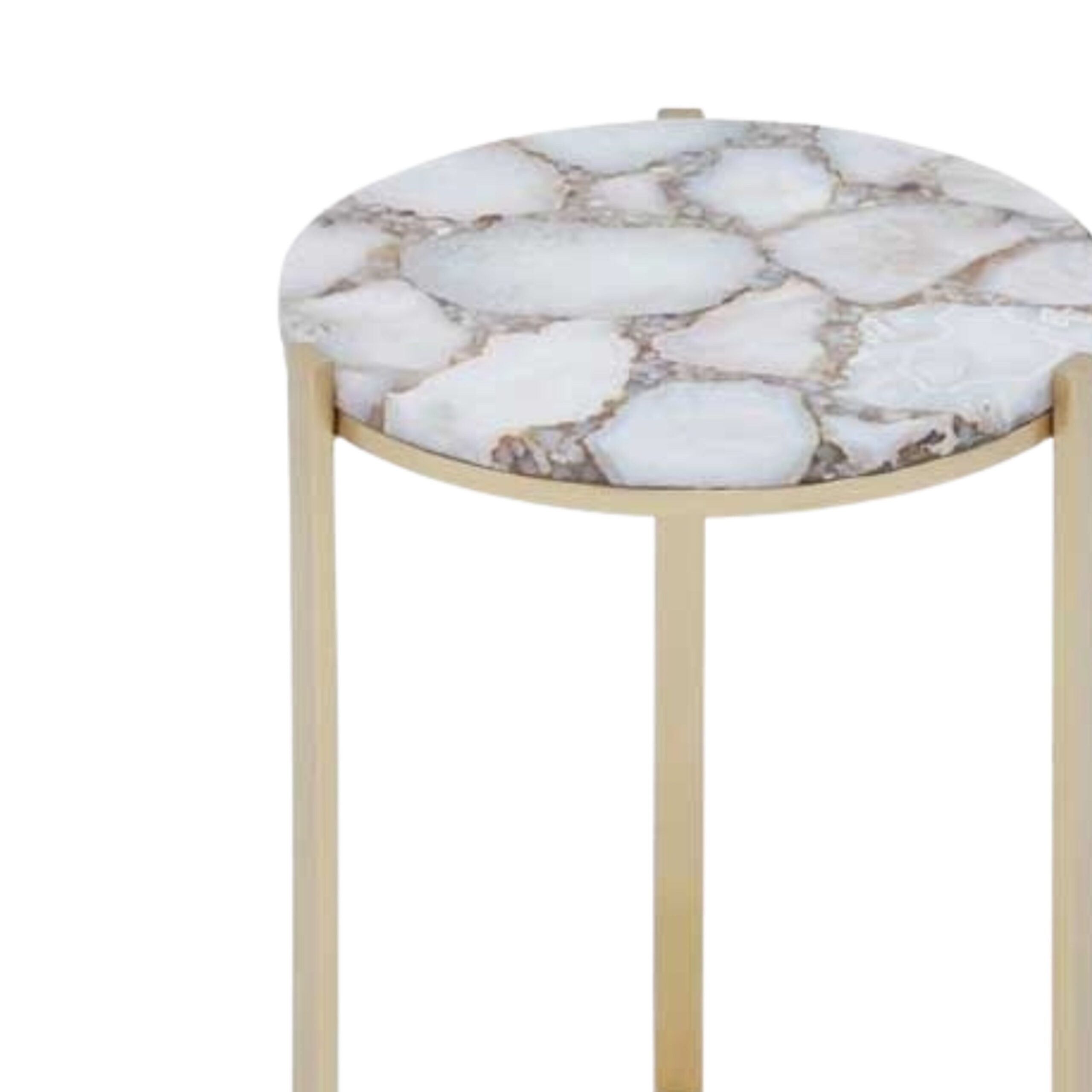 Ivory & Gold Agate Side Table - Image 4