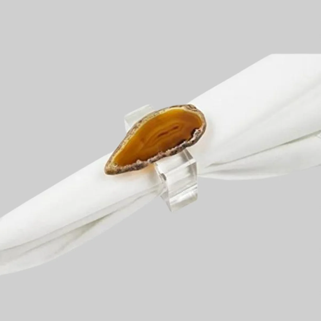Agate Geode & Leather Napkin Rings - Image 2